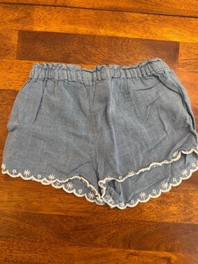 Old Navy Chambray Scallop-Hem High-Waist Shorts - Blue